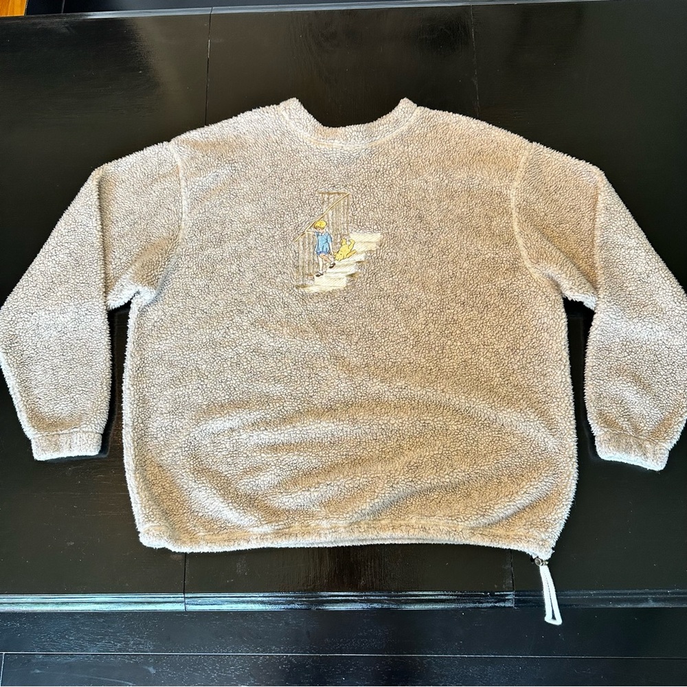 Vintage Disney Classic Pooh Winnie The Pooh XL Fuzzy Sherpa Embroidered